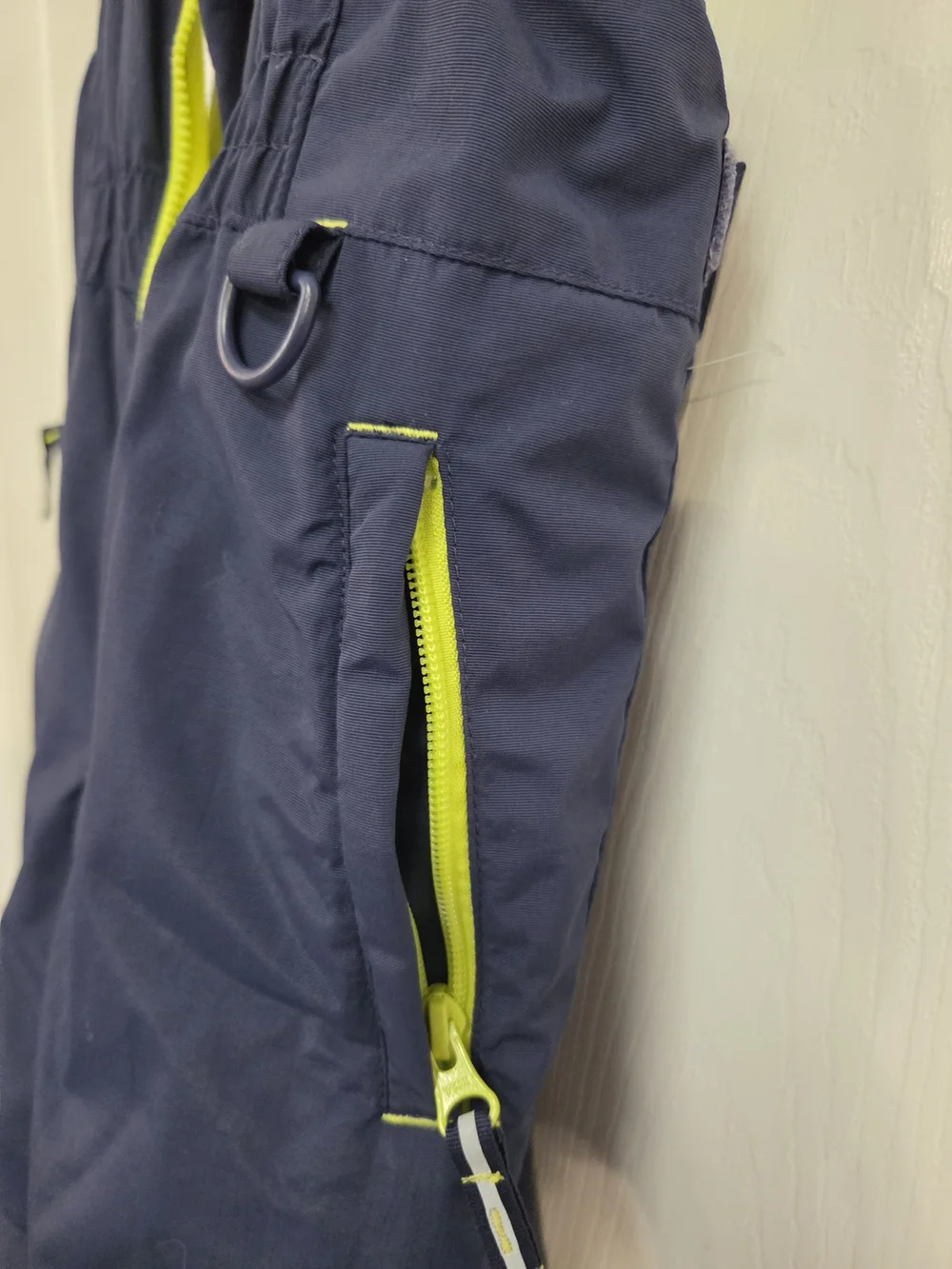 Kids Navy Snow Bib with Lime Zipper